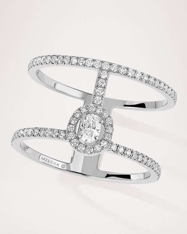 GLAM'AZONE 18K WHITE GOLD TWO-ROW DIAMOND RING